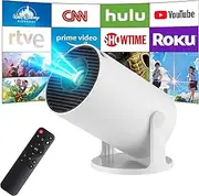 Mini Projector,HY300 Pro+ Smart Projector, 4K Portable Projector with Android 11 WiFi 6 Bluetooth5.4, 130'' Screen,180 Rotation, Auto Keystone Home Theater Projector for Laptop, PC, Smartphone