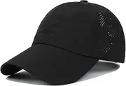 [KGDUYC] 1 x Ponytail Baseball Cap Women's Summer Baseball Caps for Women Adjustable with Breathable Mesh, Caps for Running Golf Camping - Black