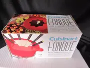 Cusinart Fondue Pot Cast Iron Red Enamel 1.5 Qt 13 Piece Set 1.4 L New in Box