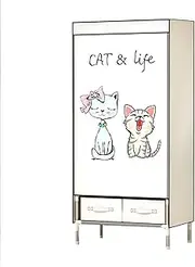 Single Fabric Wardrobe, Detached Multifunction Storage Clothing Cabinet with Two Drawers Storage Underwear Toy Shoes 170 * 75 * 45CM(Size:170 * 75 * 45CM,Color:D) (B 170 * 75 * 45CM)