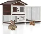 2 Tier Wooden Rabbit Hutch Bunny Cage Chicken Coop Pet House w/Run In/Outdoor