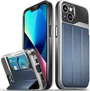[VENA] Wallet Case Compatible with Apple iPhone 13 (6.1"-inch), vCommute (Military Grade Drop Protection) Flip Leather Cover Card Slot Holder with Kickstand (Blue)
