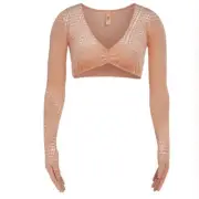 Skims Velvet Logo Glove Crop Top in Peach Pink / Orange NWT 2X