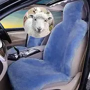 Real Genuine Sheepskin Seat Covers for Cars SUV Trucks Van RV Front Seats Sheepskin Car Seat Covers Sheepskin Automotive Seat Covers Fuzzy Fleece Fur Car Seat Covers Universal (1 Piece)(Light Blue)