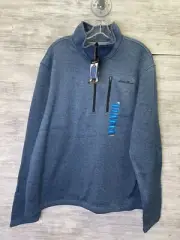 Eddie Bauer Sweater 2XL Mens Long Sleeve Blue 1/4 Zip Pullover