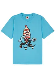 Ice Cream Skate Cone Printed Cotton T-shirt - Blue XL