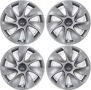 Compatible for Tesla Model Y 19 Inch 2018-2022 4 Pieces Wheel Hub Covers Car Replacement Retrofit Parts Full Cover Accessories(Gun Grey)