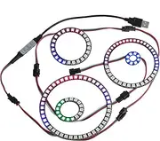 Sparkleiot WS2812B RGB LED Ring 128 LEDs - Addressable LED Module DC5V with USB Controller - for Smart Home, Stage Lighting & Car Tuning