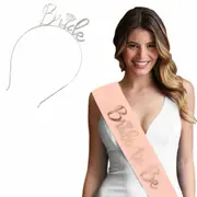 Pink Sash+Silver Tiara One Set Bride To Be Sash & Tiara Crown Bridal Shower Hen Night Party Decoration