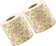 PACKOVE Elegant Rose Pattern Toilet Paper Rolls 2 Rolls Decorative Sustainable Bamboo Paper for Bathroom