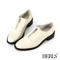 在飛比找momo購物網優惠-【HERLS】牛津鞋-全真皮拉鍊造型低跟牛津鞋(灰白色)