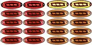 20pcs Oval Car LED Side Marker Lights Warning Compatible For Auto Trailer Truck RV Caravan Bus Van Freightliner 12V-24V(20x Red Yellow)