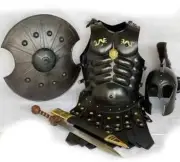 Troy Achilles Armor Medieval Knight Crusader Spartan Jacket, Shield & Helmet