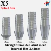 5x Dental Fixture Straight Shoulder Adapter Head Int Hex 2.42mm 1-4 Titanium