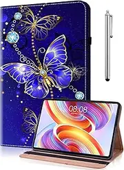 TUOLISG Case for Samsung Galaxy Tab S9 FE+ Plus/S9 Plus 12.4 Inch 2023, Leather Stand Folio Cover Multi-Angle Protective Case with Stylus Pen for Galaxy Tab S9+/FE Plus 12.4 Inch Tablet Butterfly