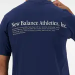 NEW BALANCE 2024春夏新品男款短袖ATHLETICS FLOCKED 短袖上衣-NB海軍藍