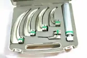 NEW ORIGNAL FIBER OPTIC Laryngoscope Mac Set of 5 BLADE & HANDLES EMT Anesthesia