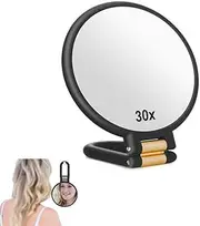 1x/30x Magnifying Mirror,Hand/Hanging/Desk Vanity Mirror,Portable Foldable Makeup Mirror for Precision Makeup, Adjustable Handle/Stand,Hand Held Travel Mirror,Magnifying Handheld Mirror Double Sided