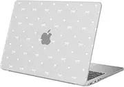 Compatible with MacBook Air 13 inch Case M1 A2337 A2179 A1932 2022 2021 2020 2019 2018 Release, Cute White Bow Heart Protective Hard Shell Matte Cover for MacBook Air 13.3 inch