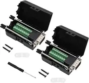 SING F LTD 2Pcs 15Pin VGA Male Adapter with Case 2X Cable Pressing Plate VGA Screw Terminal Block Adapter Accessories for Computer Tax Control Machine Digital Camera Black