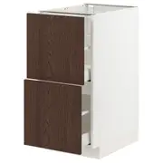 METOD / MAXIMERA base cb 2 fronts/2 high drawers, white/Sinarp brown, 40x60x80 cm