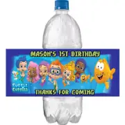 (10) Personalized BUBBLE GUPPIES Glossy Water Bottle Labels Party Favors 2 Sizes