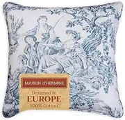 Maison d' Hermine Decorative Pillow Covers 18 x 18 Inch Square 100% Cotton Throw Pillow Covers with Zipper - Chair, Couches, Sofas, Bedroom, Home - Gifts for Mothers Day (The Miller - Blue)