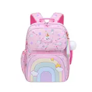 Nevenka Large Capacity Schoolbag Rainbow Backpack for Elementary School-Pink
