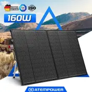 160W Solar Panel Folding Kit 12V Battery Charger Power Mono Boat Camping Black