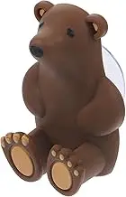 DECHOUS Brown Cartoon Bear Toothbrush Holder Cute Animal Toothbrush Hanger Kids Toothbrush Holder with Mirror Glass Wall Mounted Suction Cup