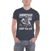 Cliff Burton T Shirt Flag Retro new Official Unisex Heather Grey