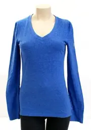 Adidas ClimaLite Blue Aeroknit V-Neck Long Sleeve Tee Shirt T-Shirt Women's NWT