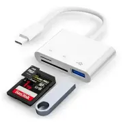 USB C SD Card Reader, 3-in-1 SD Card Adapter with SD MicroSD USB, Memory Card