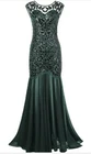 PrettyGuide Women 20's Dark Green Sequin Gatsby Maxi Prom Party Dress