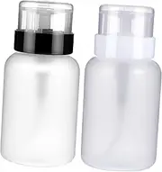 Healeved 2 Pcs Squeeze Bottle Water Bottle White Nail Polish Liquid Pump Dispense Nail Polish Remover Bottle Clear Bottles Nail Polish Remover Pump Bottles Empty Bottles