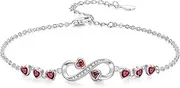 [ABIGY] Infinity Anklet 925 Sterling Silver Red Cubic Zirconia Anklet for Women, Sterling Silver