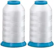 Set Of 2 Huge White Spools Bobbin Thread For Embroidery Machine And Sewing Machi