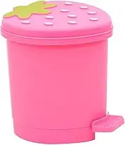 Toddmomy Pink Trash Car Cute Strawberry Desk Trash Can Mini Garbage Can with Lid Countertop Trash Cans for Desk Car Office Kitchen Cute Things