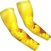 [FSCEV] Yellow Sunflower Sun Protection Arm Sleeves Outdoor Essentials Cooling Compression Golf Hiking Cycling