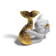 Lladro Playing at Sea, Golden Re-Deco