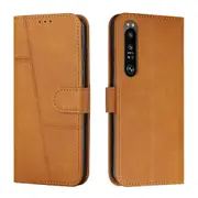 For Sony Xperia 1 Iii 5g Stitching Pu Leather Phone Case Stand Wallet Folio Flip Cover