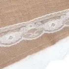 Jute Cloth Table Runner Tablecloth With Lace Craft Wedding Home Table US