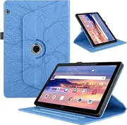 [TEDTIKJT] Case for Huawei MediaPad T5 10.1 2018 Tablet Protective Cover PU Leather 360° Rotatable Multi-Angle Stand Tree Flip Protective Case for Huawei MediaPad T5 10.1 Inch Case Blue