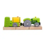 BigJigs - Tractor & Crop Sprayer - Wooden Railway Magnetic Toy Train (BJT070)