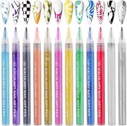 12 Color 3D Nail Art Pens Set, Kalolary Nail Point Graffiti Dotting Pen Drawing Painting Liner Brush for Halloween Christmas DIY Nail Art Beauty Adorn Manicure Tools (C)