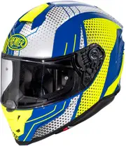 Premier Hyper BP, full face helmet , color: Silver/Blue/Neon-Yellow , size: XXL