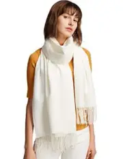 Women's Scarf Pashmina Shawls and Wraps for Evening Dresses Travel Solid Ivory