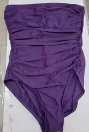 New MIRACLESUIT Avanti Bandeau One Piece Swimsuit Purple Size 14