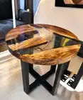 Acacia Wood Round Epoxy Coffee Center Table Top Living Room Furniture Home Decor
