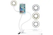 BOOC Webcam Light Stand for Live Stream, Selfie Ring Light with Webcam Mount for Logitech C925e, C922x, C930e,C922,C930,C920,C615,Brio 4K-WHITE